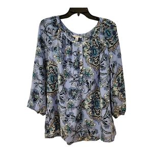 Croft & Barrow Women's XL Layered Top Periwinkle Floral